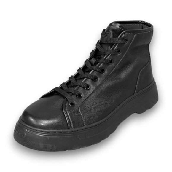 HUGO Urian Men's Black Leather Hiking Boots US 9 (UK 8 EU 42) MSRP $199 - Picture 1 of 4